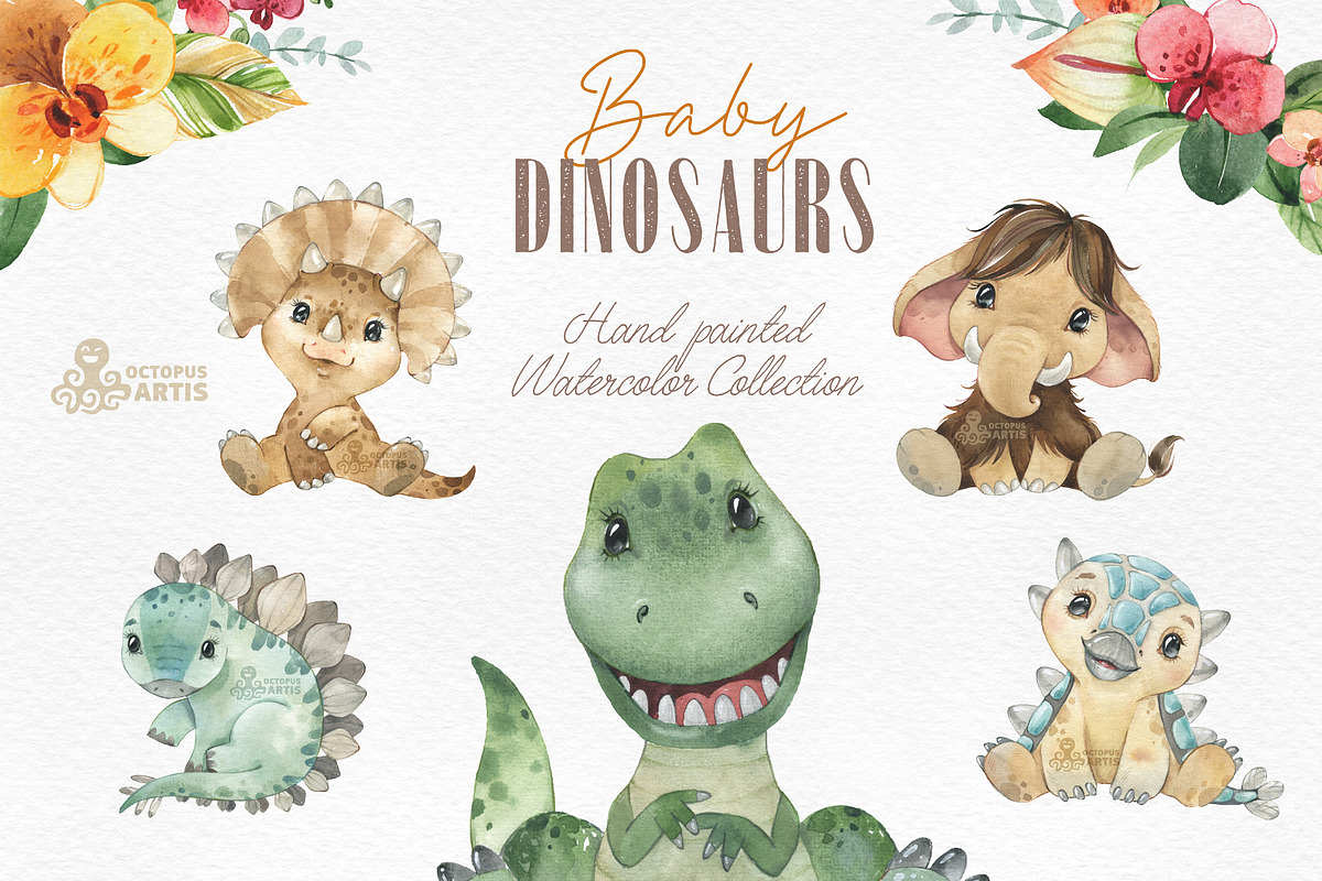 Baby Dinosaurs Collection, an Animal Illustration by OctopusArtis (Photo 1 of 8)