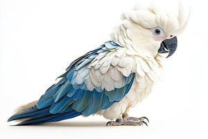 Vibrant white and blue macaw parrot, a Photo by Pavel_design