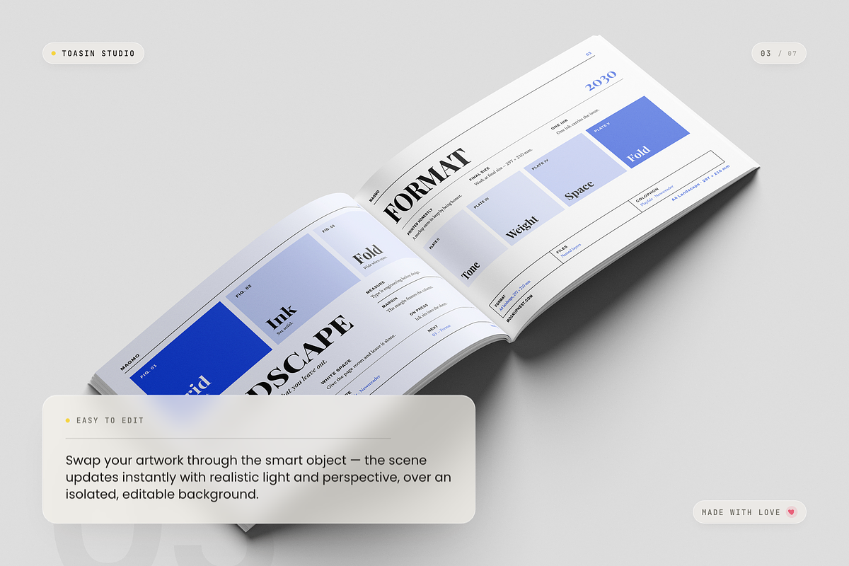 A4 Landscape Magazine Mockup, a Books & Magazine Mockup by Toasin Studio (Photo 3 of 7)
