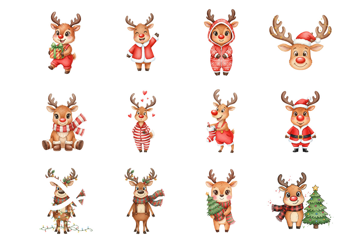 Quirky Funny Christmas Reindeer PNG, an Illustration by SinaCreation (Photo 2 of 7)