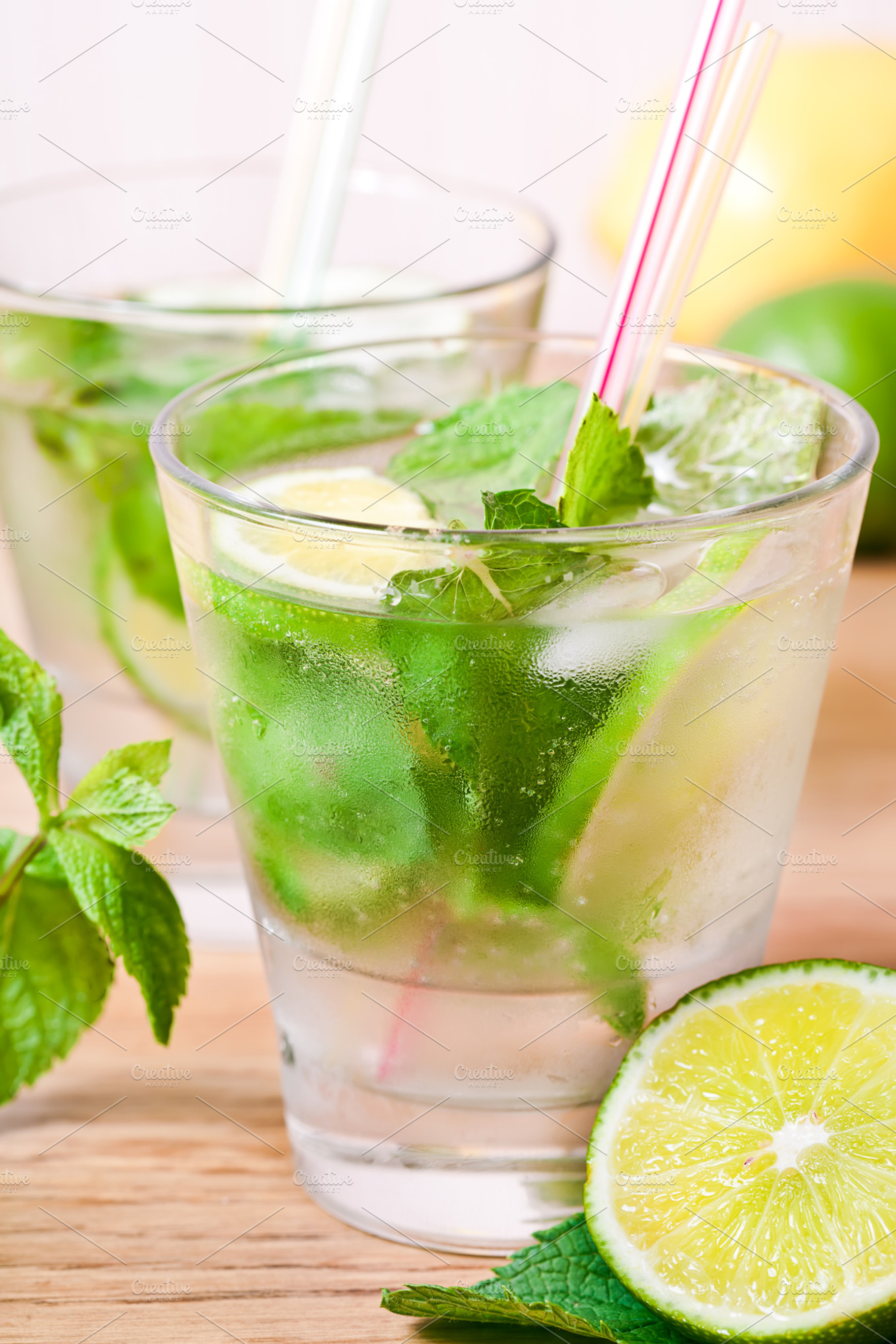 Mojito Drink Cocktail On The Table Featuring Alcohol Background And Beverage