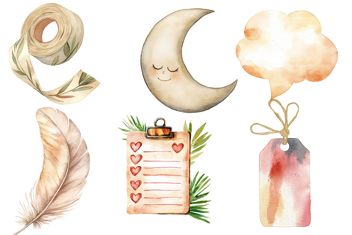 Boho Beige Watercolor Planner, an Illustration by Designworld (Photo 4 of 6)