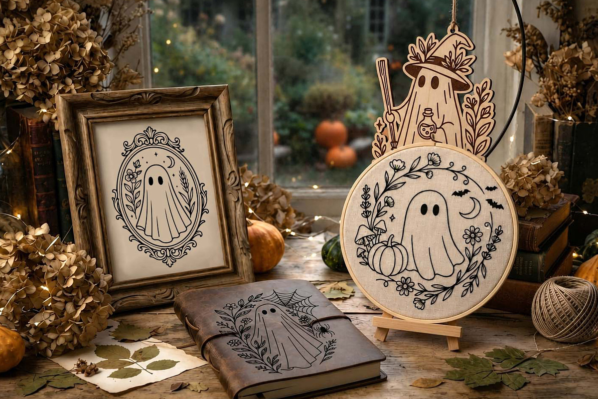 Cottagecore Ghosts, Halloween Bundle, a Seasonal Illustration by Pretty Meerkat (Photo 7 of 7)