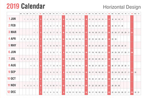 Calendar 2019 Horizontal Style