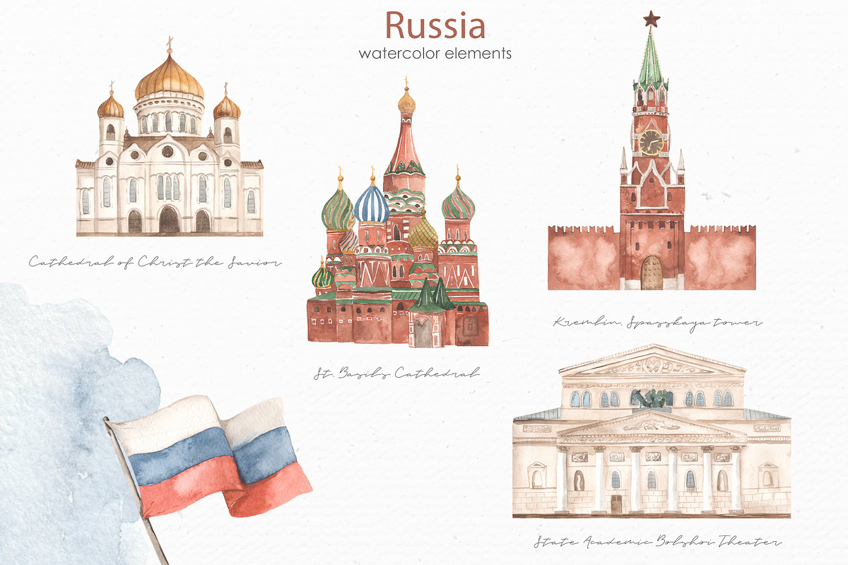 Russia watercolor collection, a Texture Illustration by Marina Ermakova (Photo 3 of 11)