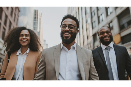 Business Team Walking Confidently in