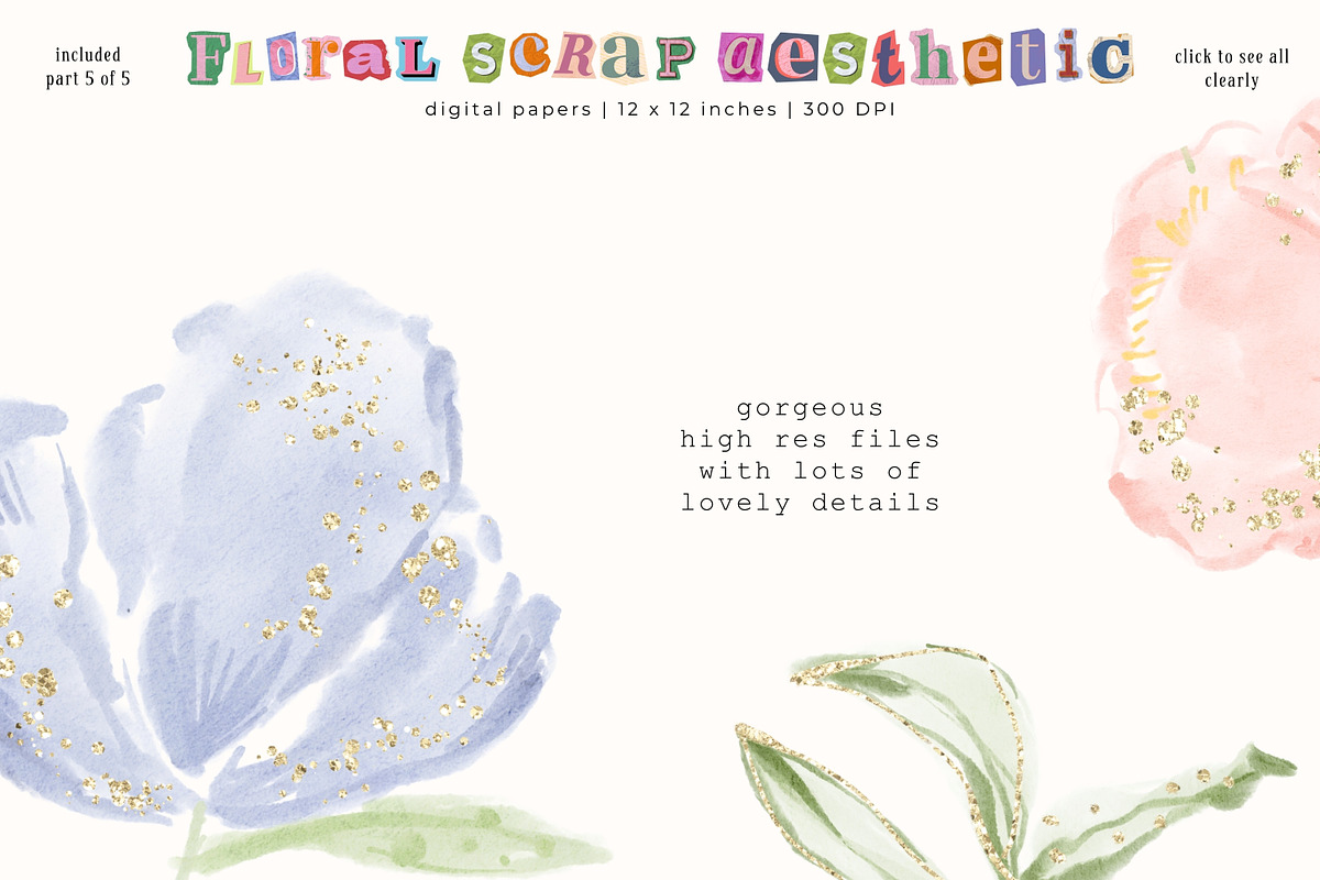 Floral Scrapbook Aesthetic Clipart, a Background Graphic by Essem Creatives (Photo 6 of 7)