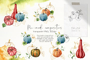 Pumpkins Watercolor pumpkin clipart, a Seasonal Illustration by Yuliya Derbisheva (Thumbnail 6 of 11)