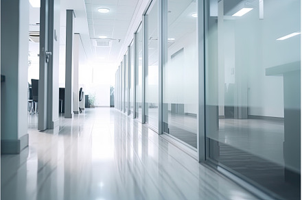 Modern office with white walls, an Architecture Photo by Neirfy