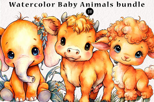 Watercolor Baby Animals bundle, a Seasonal Illustration by CreationArt