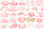 Watercolor Newborn Baby Girl Clipart, a Decorative Illustration by CropUp Creative (Thumbnail 2 of 5)
