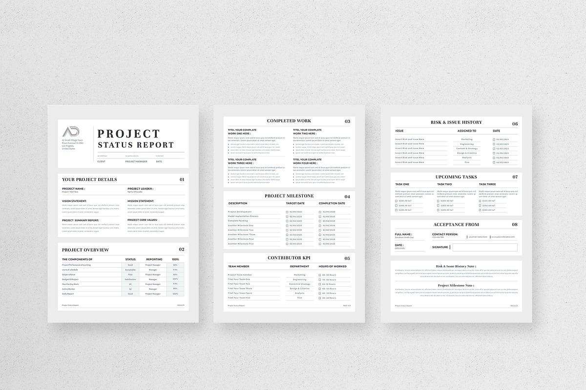 Project Status Report | Word & Indd, a Stationery Template by design_hut (Photo 2 of 6)