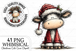 Whimsical Christmas Cute Cows PNG, a Seasonal Illustration by Canvas Craft