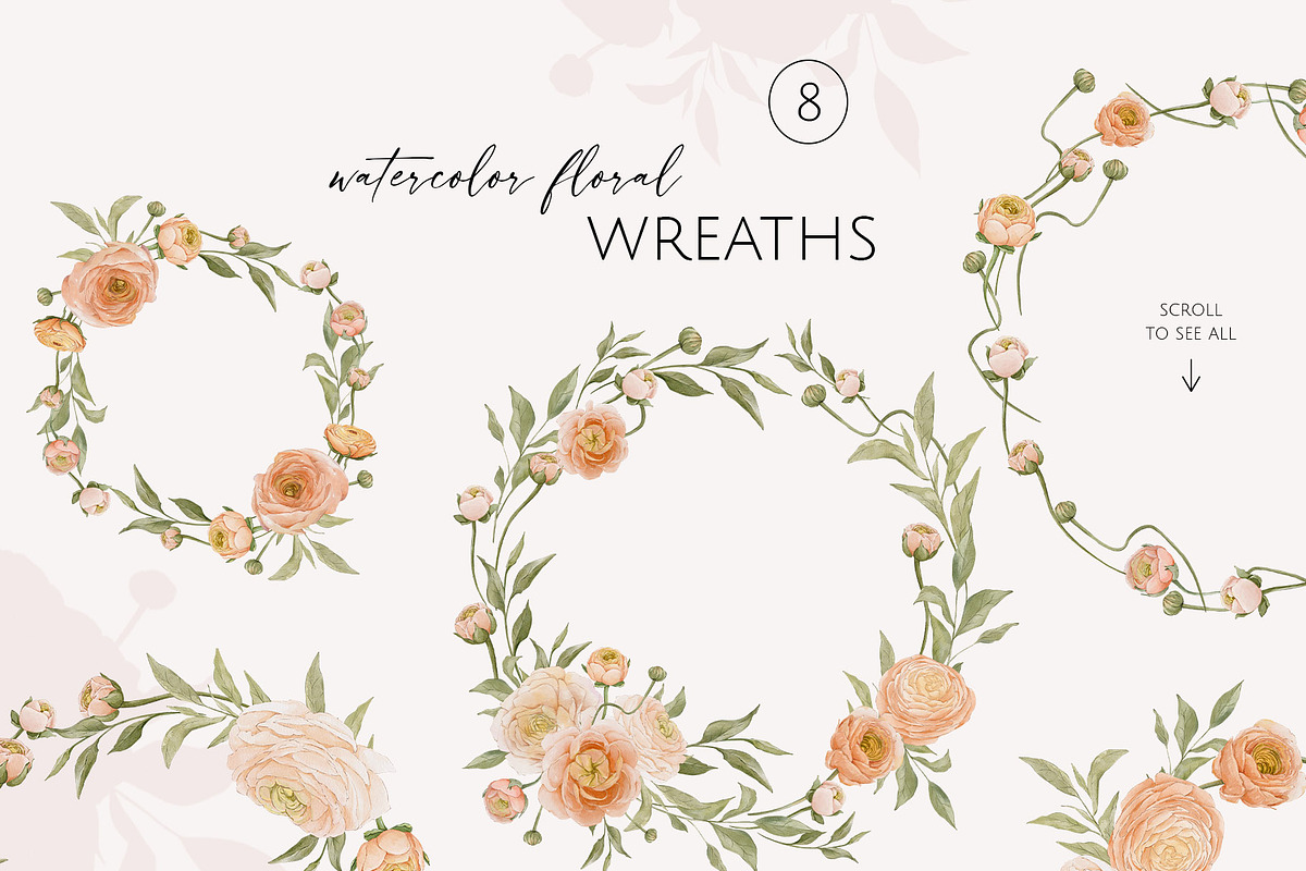 Peach BLOOM watercolor florals, a Decorative Illustration by Yuliia Lashevska (Photo 10 of 14)