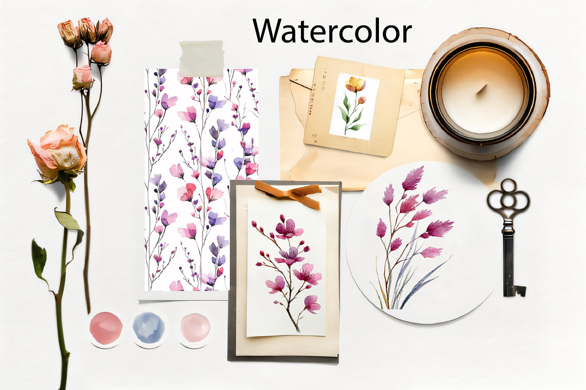 Wildflowers Watercolor Clipart, an Illustration by DreamCafeArt (Photo 6 of 6)