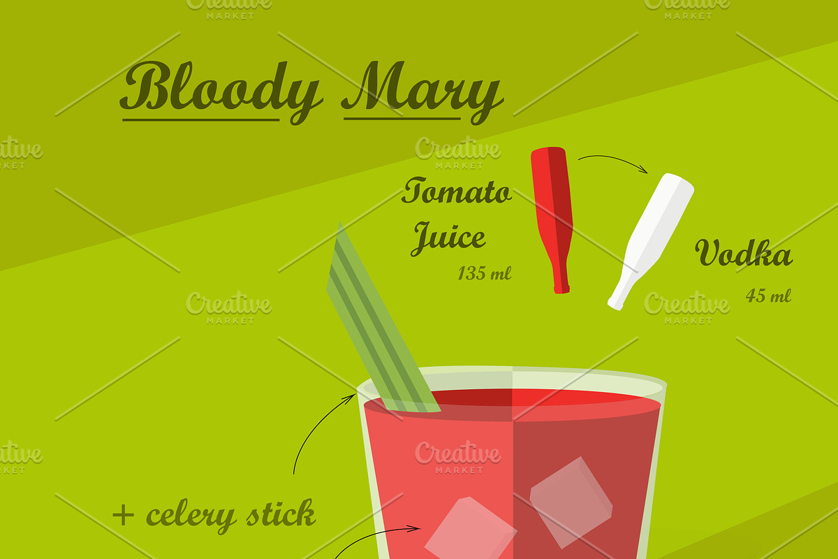 Cocktail Recipes. Vector, a Food Illustration by OS (Photo 2 of 6)