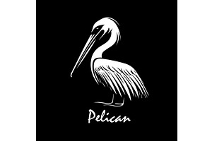 Pelican object on black background, an Animal Illustration by Nenahliadava Design