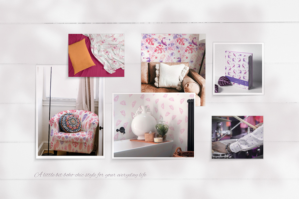 Pink Tropics patterns., a Pattern Graphic by Dinkoobraz (Photo 4 of 9)