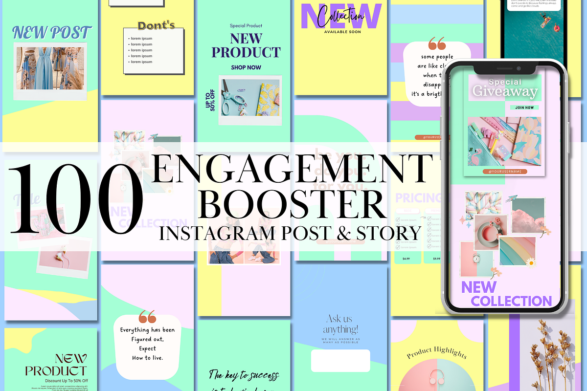 Instagram Template Pastel Theme, a Social Media Template by Daily Creative (Photo 1 of 7)