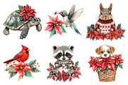 Christmas Animals and Poinsettia, an Illustration by Daily.Designs (Thumbnail 4 of 5)