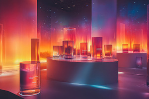 Abstract exhibit with translucent ge, a Background Photo by Pixeness Studio