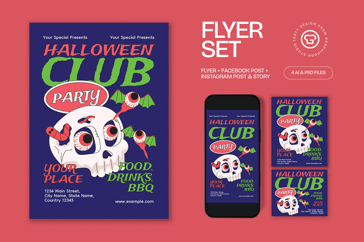 Halloween Club Party Flyer, a Flyer Template by graphicook (Photo 1 of 3)