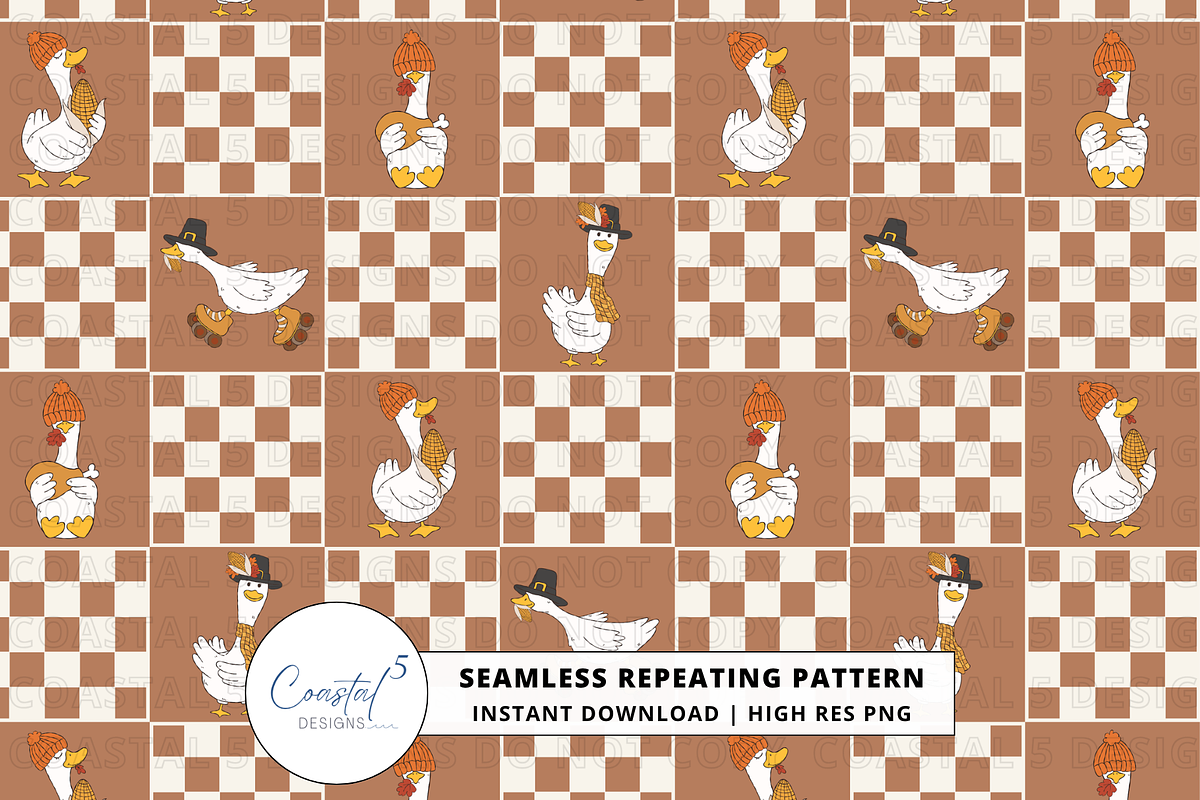 Thanksgiving Checkered Seamless, a Pattern Graphic by Coastal 5 Designs (Photo 1 of 3)