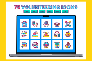 75 Volunteering Icons, a Solid Icon by Flat Icons