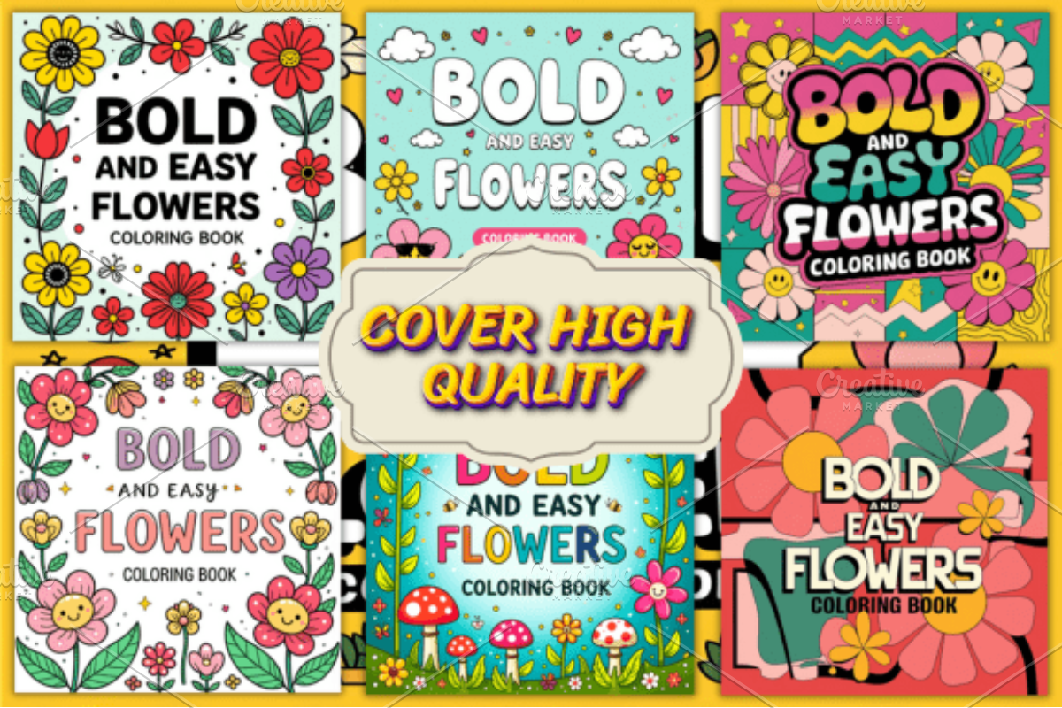 Bold and Easy Flowers Coloring Pages, a Decorative Illustration by Ink Gallery (Photo 4 of 4)