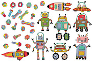 Vector set with cute robots, a Graphic by Purple Platypus (Thumbnail 3 of 7)
