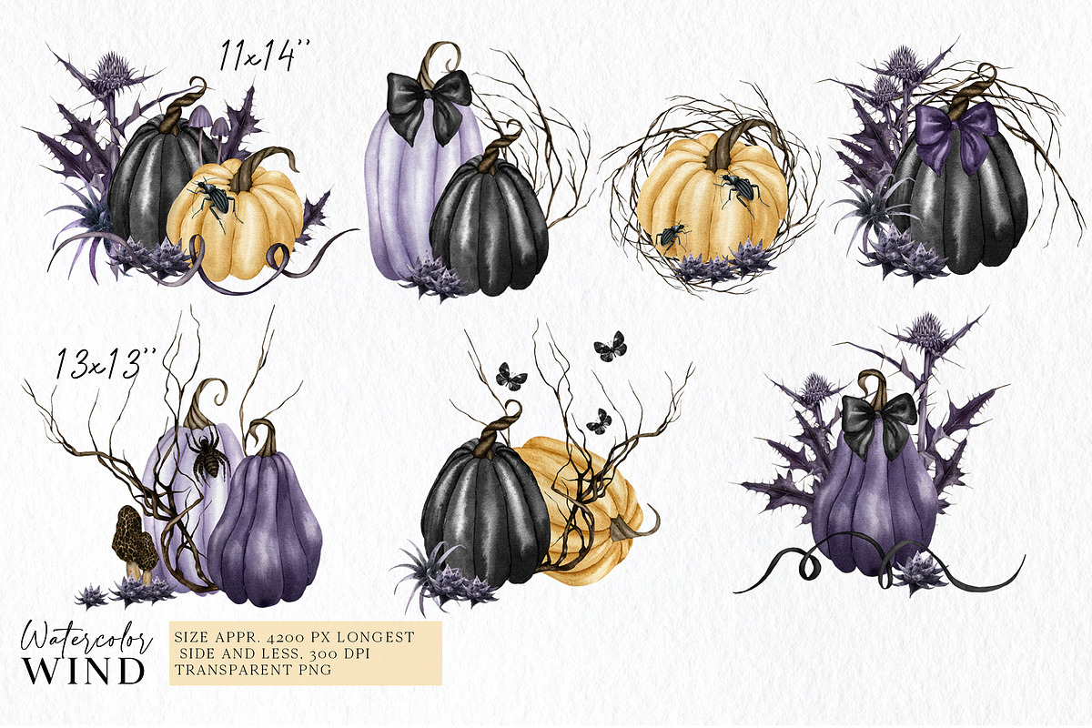 Watercolor Halloween clipart -30%, an Illustration by Ksenia Shmakova (Photo 5 of 10)