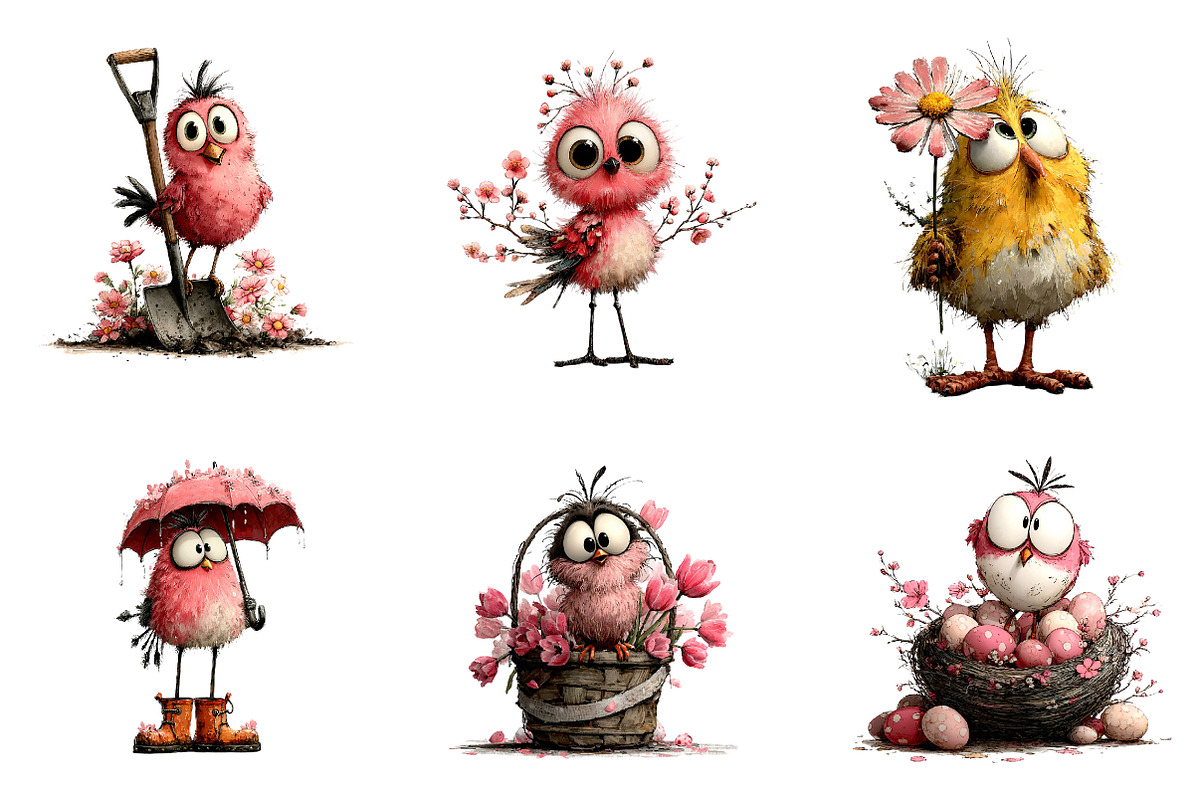 Whimsical Spring Bird Clipart, an Illustration by CreationArt (Photo 6 of 6)