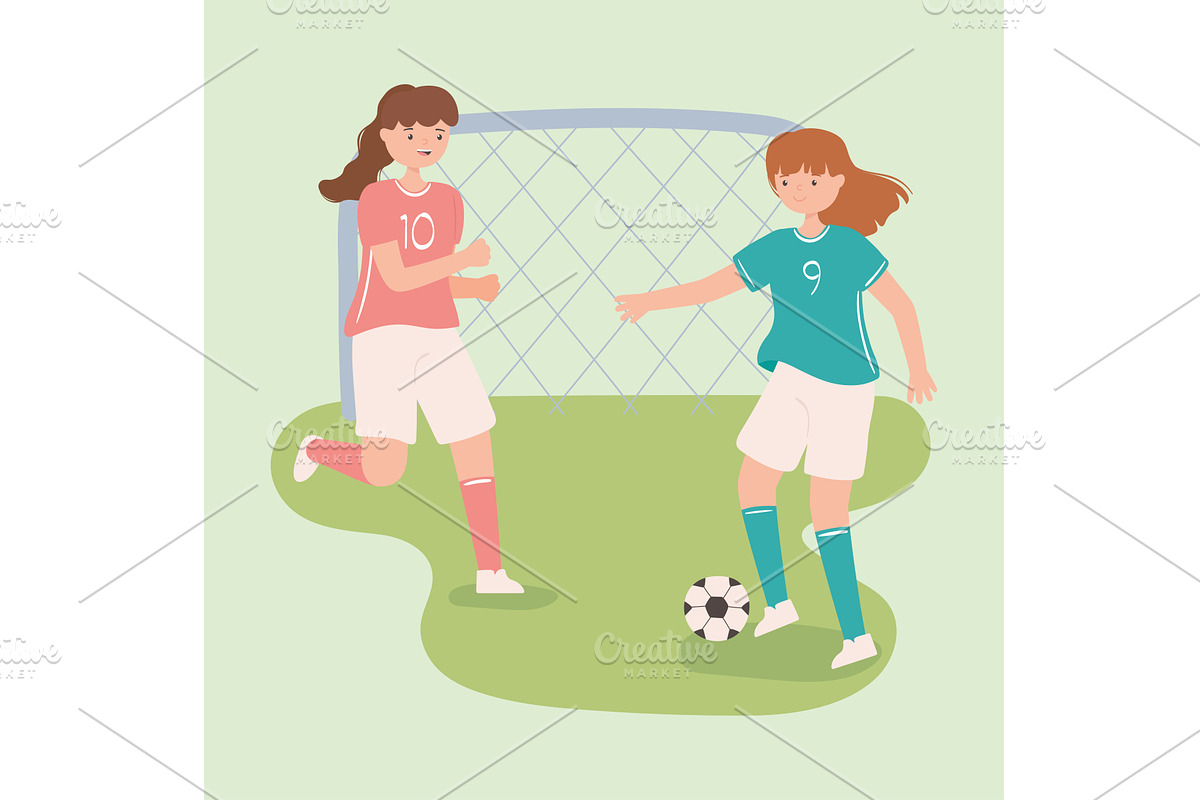 soccer women playing, a Person Illustration by studiogstock