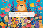 Bear in the Flower Thicket, an Animal Illustration by yahu88studio (Thumbnail 1 of 6)