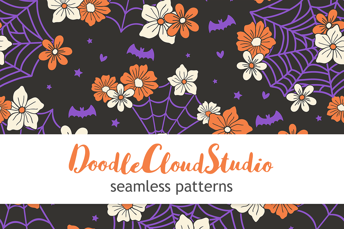 SET of 4 Halloween Seamless Pattern, a Pattern Graphic by Doodle Cloud Studio (Photo 1 of 4)