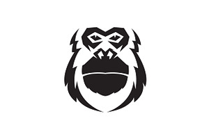 Isolated Face Old Gorilla Logo