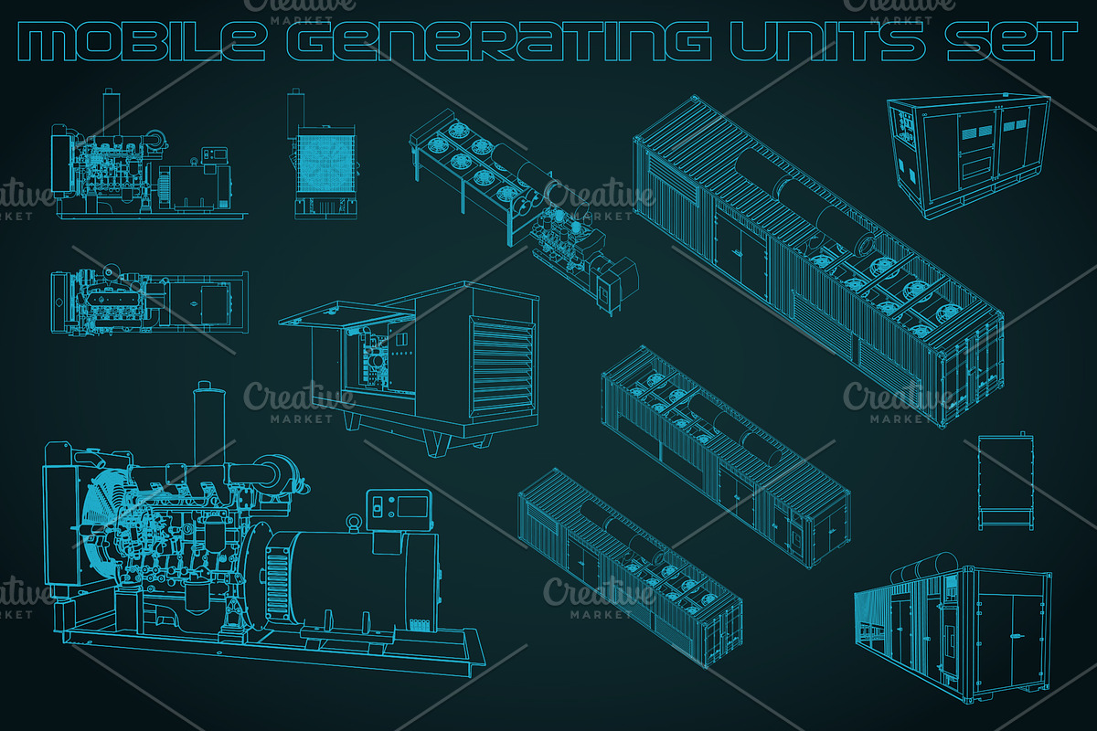 Mobile Generating Units Set, a Technology Illustration by Blacklight (Photo 2 of 3)