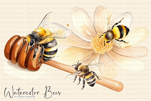 Watercolor Bee Set