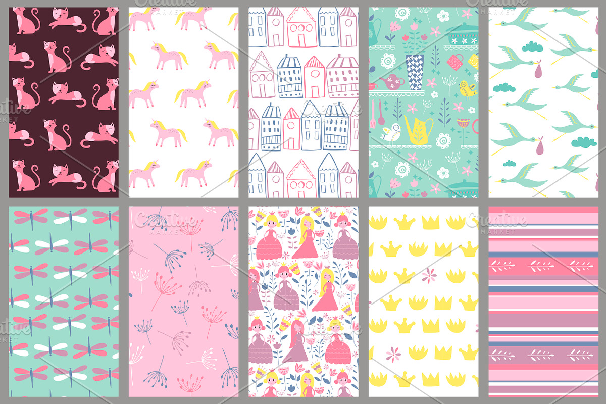 for GIRLS Seamless Patterns, a Pattern Graphic by Katya_lu (Photo 8 of 9)