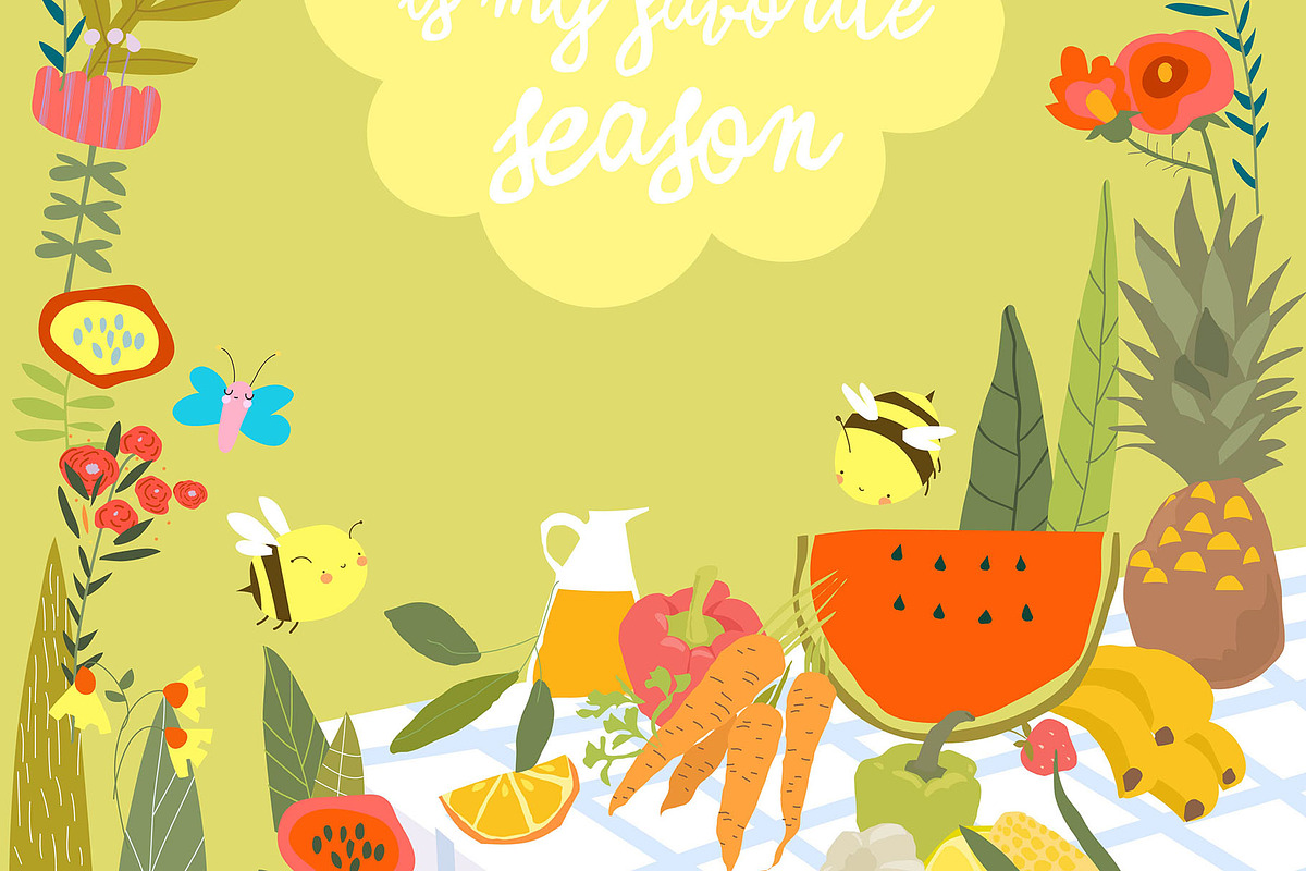 Table With Fruits and Vegetables, a Food Illustration by Maria Starus (Photo 3 of 3)