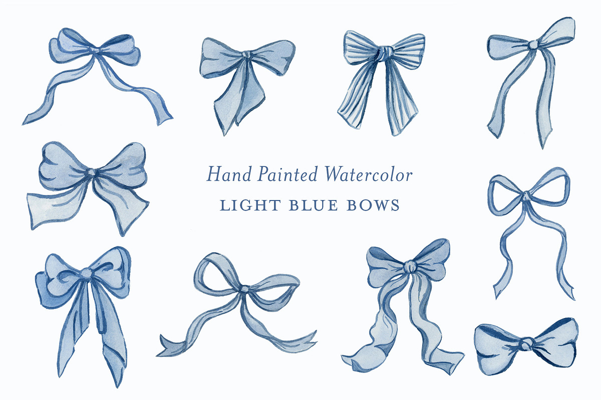 Watercolor Illustration Blue Bows, a Decorative Illustration by Lavender And Sea (Photo 1 of 4)