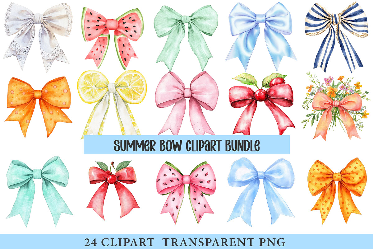 Summer Bow Clipart, an Illustration by cherrydesign (Photo 3 of 3)