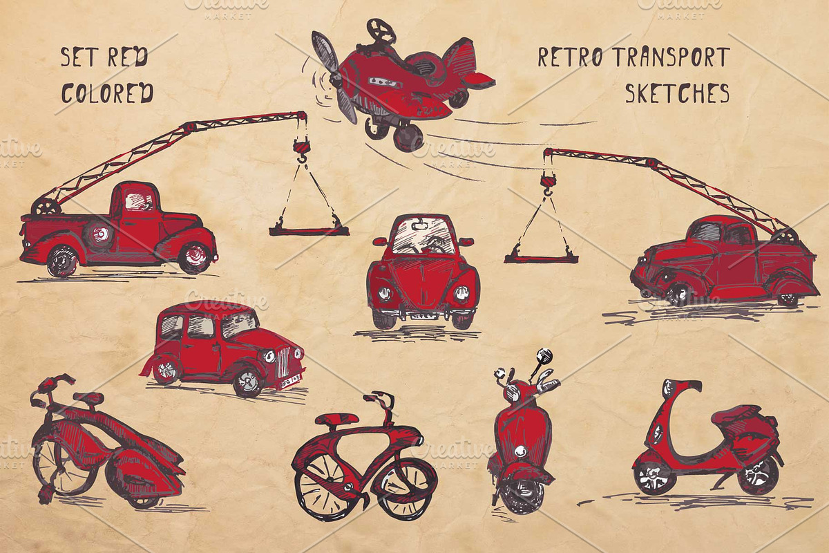 Set of hand-drawn transport, a Decorative Illustration by Zimages (Photo 4 of 6)
