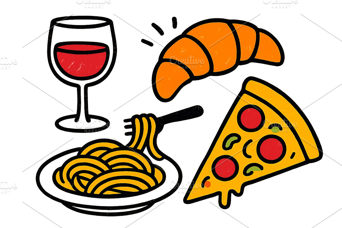 Enjoying a delightful meal with wine, a Food Illustration by ZinetroN