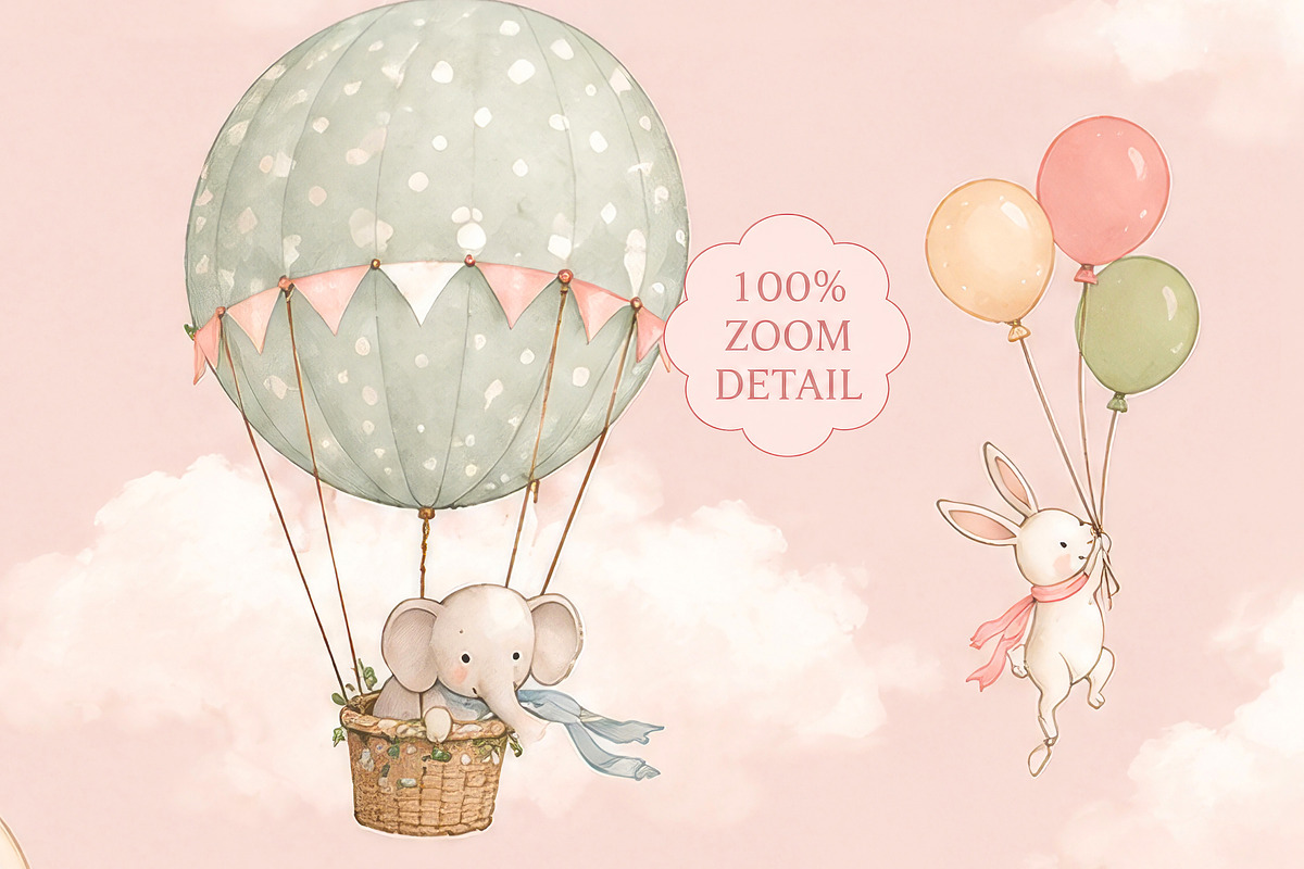 Pastel Air Balloon Nursery Wallpaper, a Wallpaper Graphic by by creative paper (Photo 6 of 14)