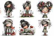 Whimsical Spring Girls Clipart, a Person Illustration by DreamCafeArt (Thumbnail 3 of 7)