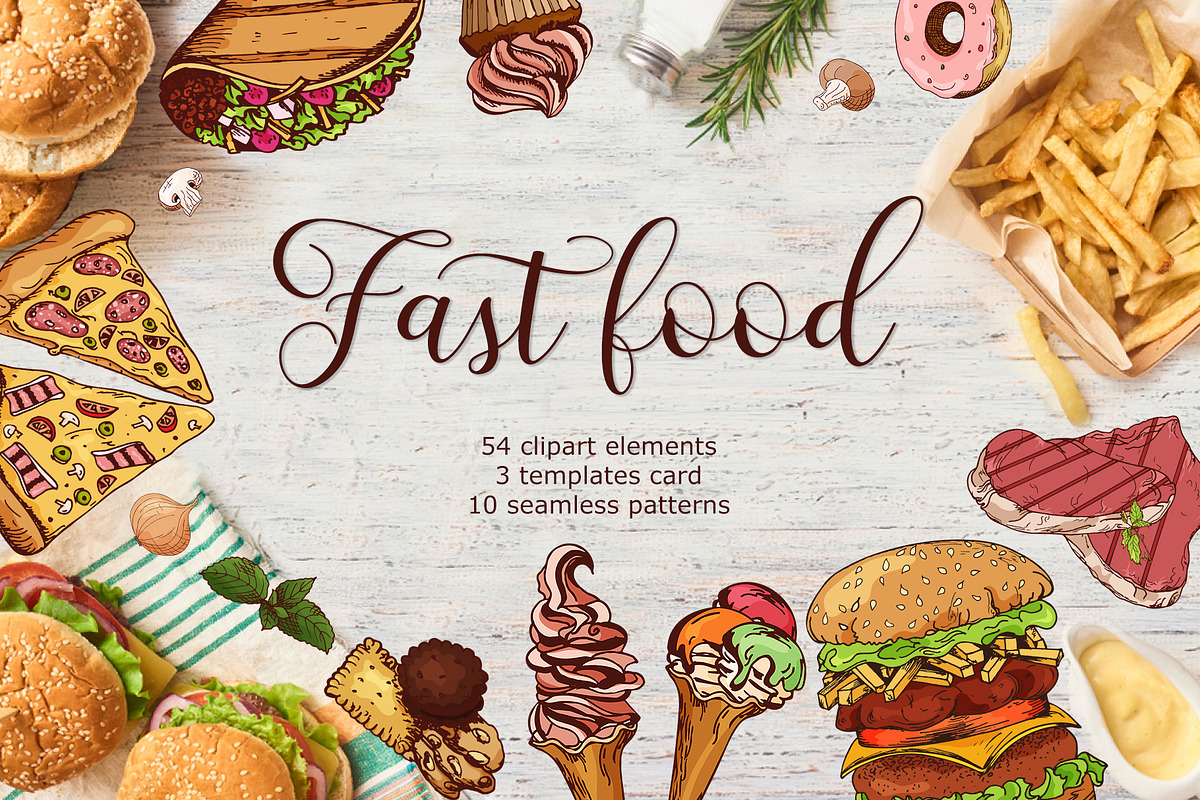 Fast Food-clipart+menu, a Food Illustration by Astarte_design (Photo 1 of 7)