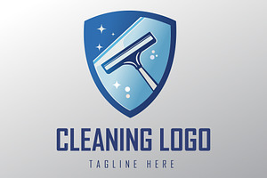 Cleaning Service Shield Squeegee, a Branding & Logo Template by Walldecorated