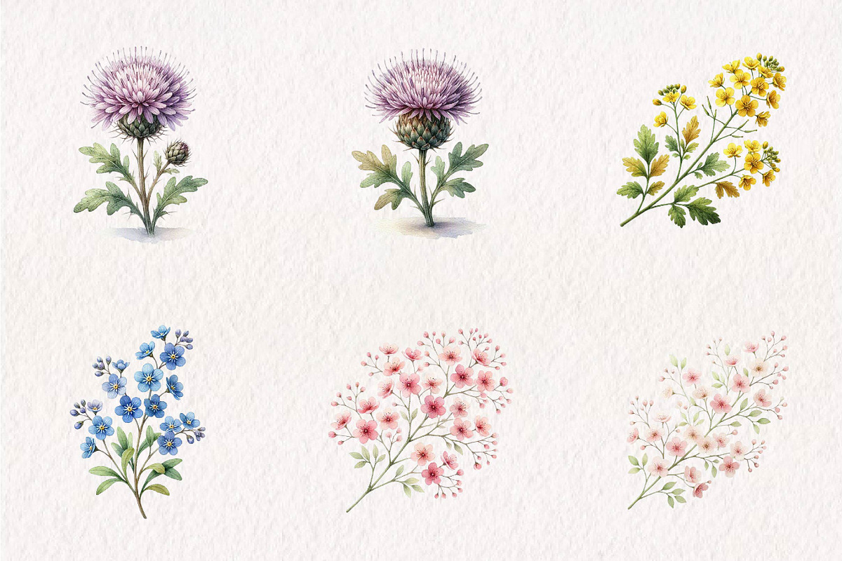 Wildflower Meadow Clipart Set, a Seasonal Illustration by CreationArt (Photo 4 of 7)