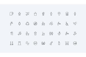 Wc toilet restroom furniture icons, an Object Illustration by Lemberg Vector